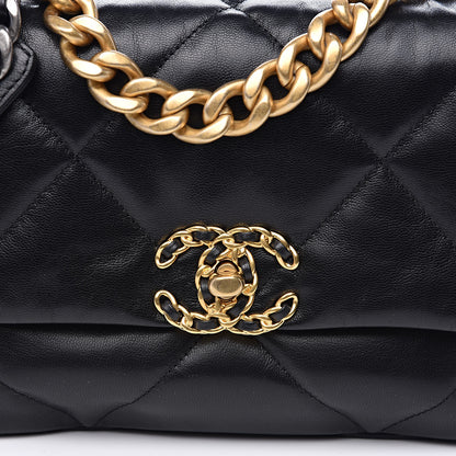 Chanel Goatskin Quilted Medium 19 Flap Black 10 of 11