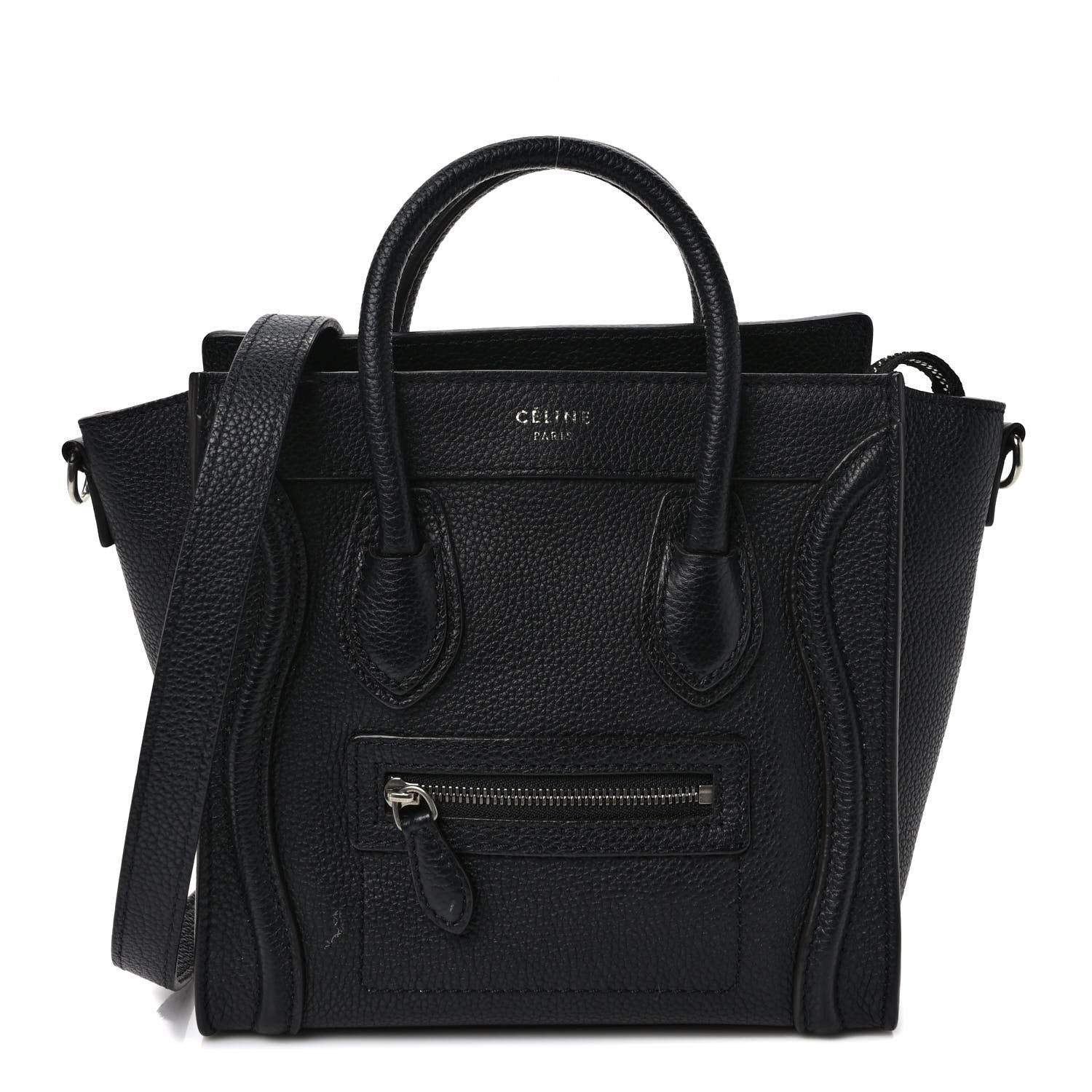 Celine Drummed Calfskin Nano Luggage Black 1 of 8