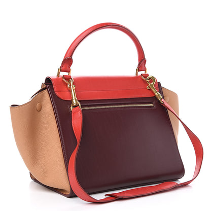 Celine Satin Baby Grained Calfskin Small Tri-Color Trapeze Carmin 2 of 13