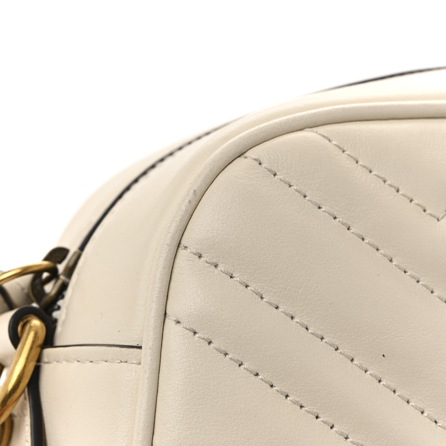 Gucci Calfskin Matelasse Small GG Marmont Chain Shoulder Bag White 12 of 14