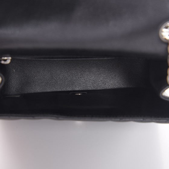 Lambskin Chevron Quilted Mini Square Flap Black