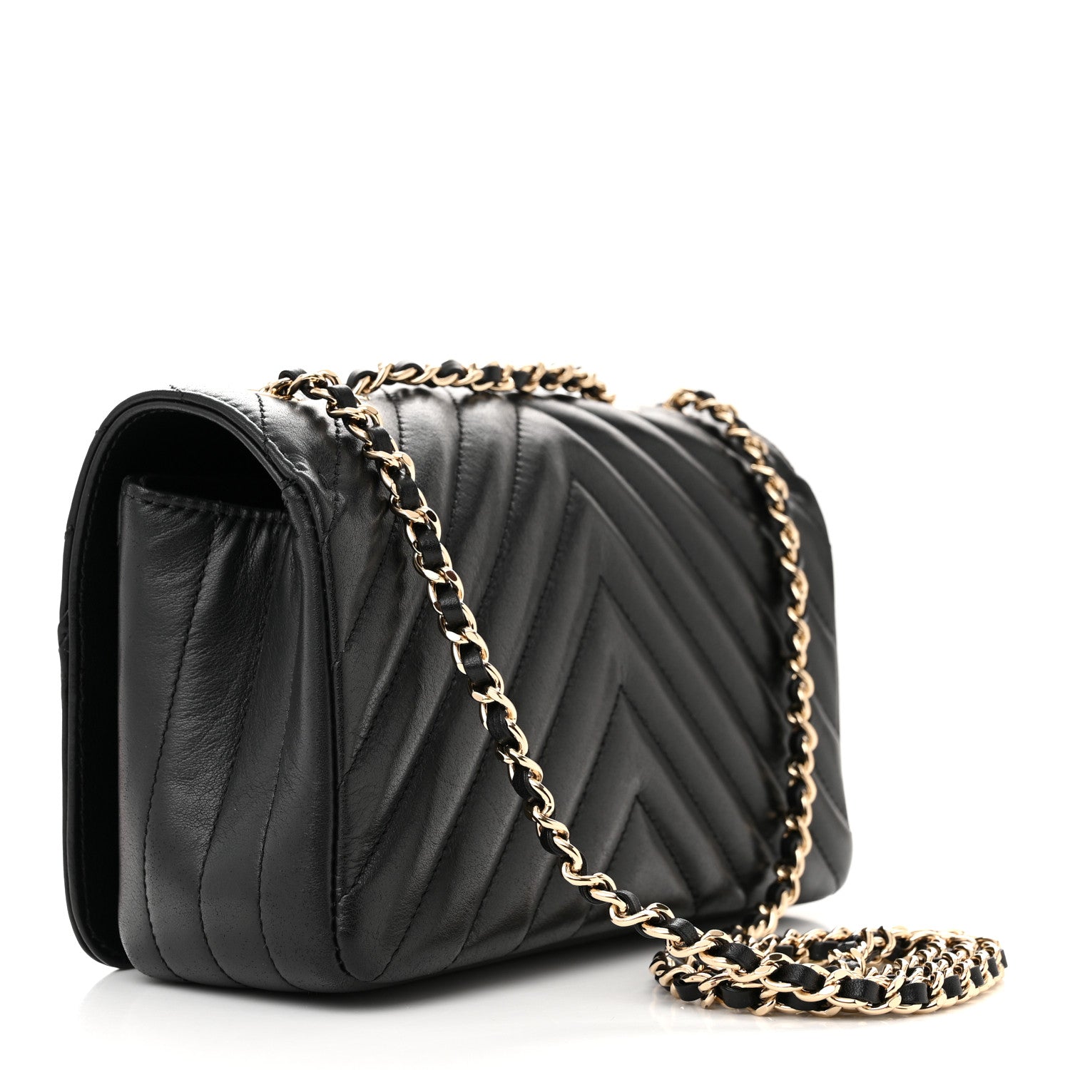 Chanel Calfskin Chevron Quilted Mini Statement Flap Black 3 of 11