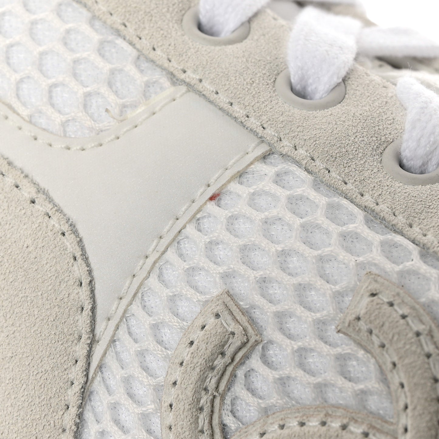 Calfskin Mesh Lycra Suede Womens Logo Sneakers 39 White