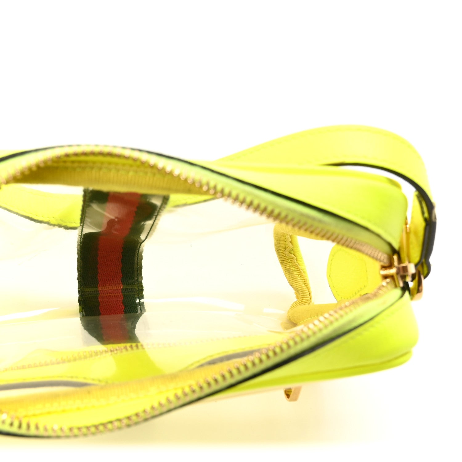 Gucci Vinyl Web Mini Ophidia Transparent Shoulder Bag Yellow Fluo