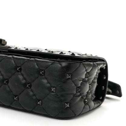 Valentino Garavani Calfskin Tonal Rockstud Spike Convertible Shoulder Bag Black 9 of 9