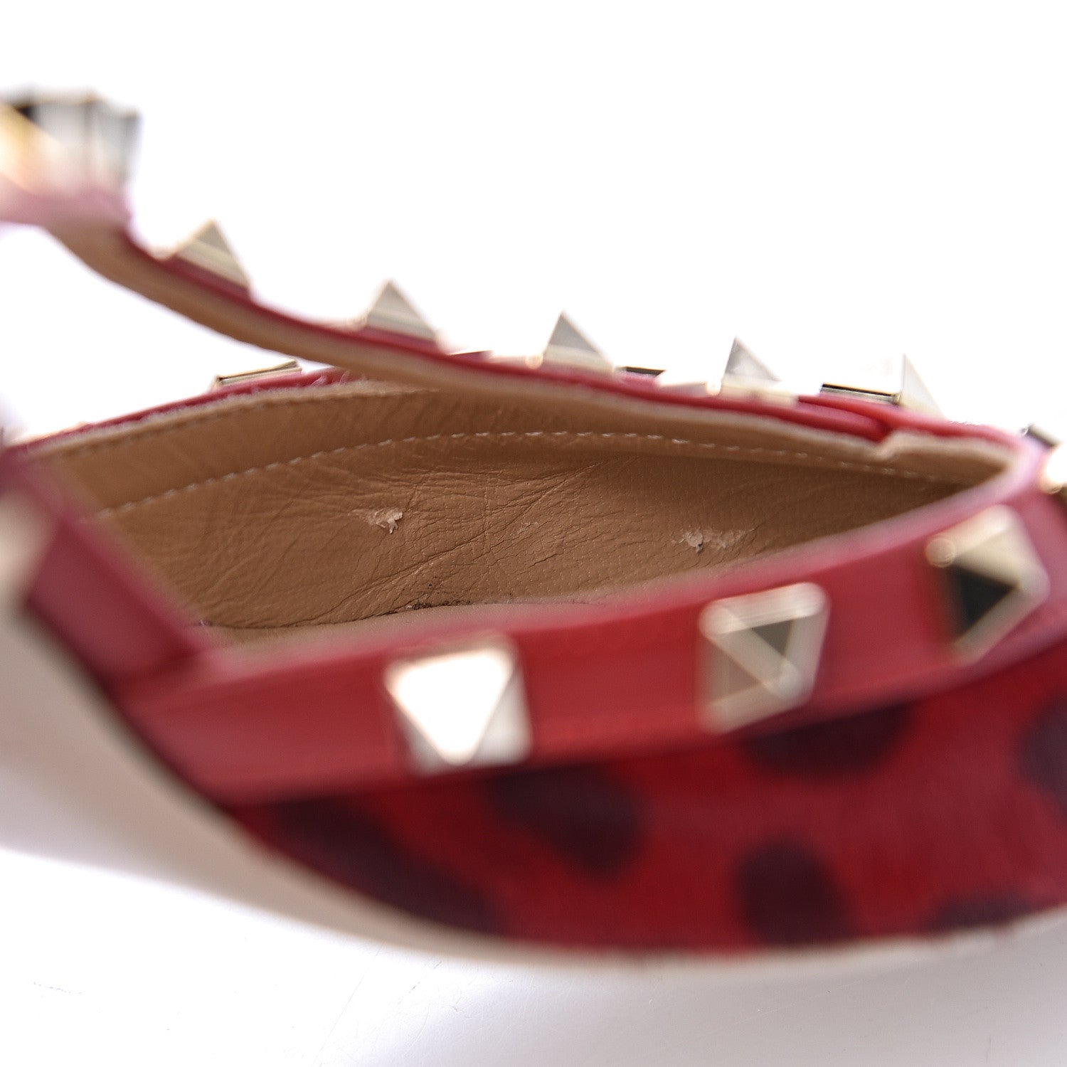 Valentino Garavani Calf Hair Leopard Print Rockstud Ankle Strap 65mm Pumps 37 Rosso Valentino 8 of 16