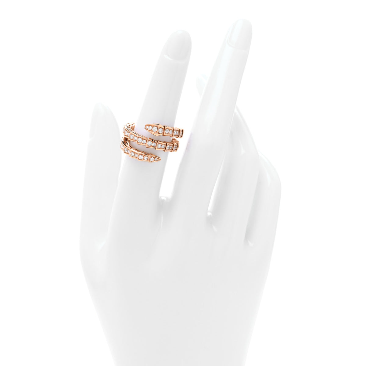 Bulgari 18K Rose Gold Diamond Serpenti Viper Pave Wrap Ring M 2 of 5