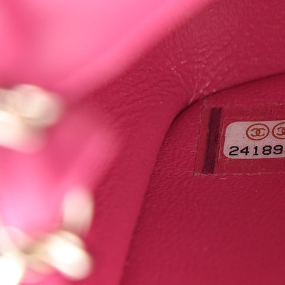 Chanel Lambskin Chevron Quilted Mini Square Flap Fuchsia 7 of 9