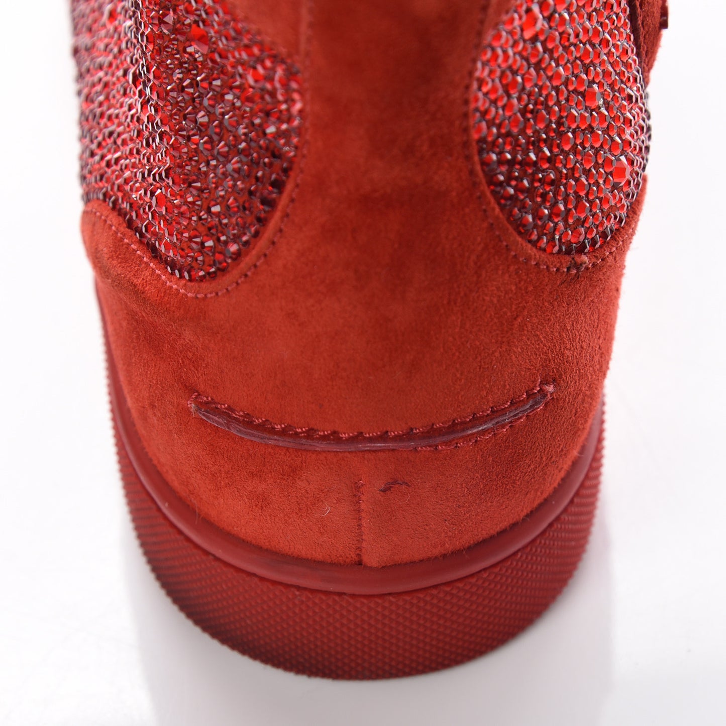 Veau Velours Strass Mens Louis Flat Sneakers 41 Red