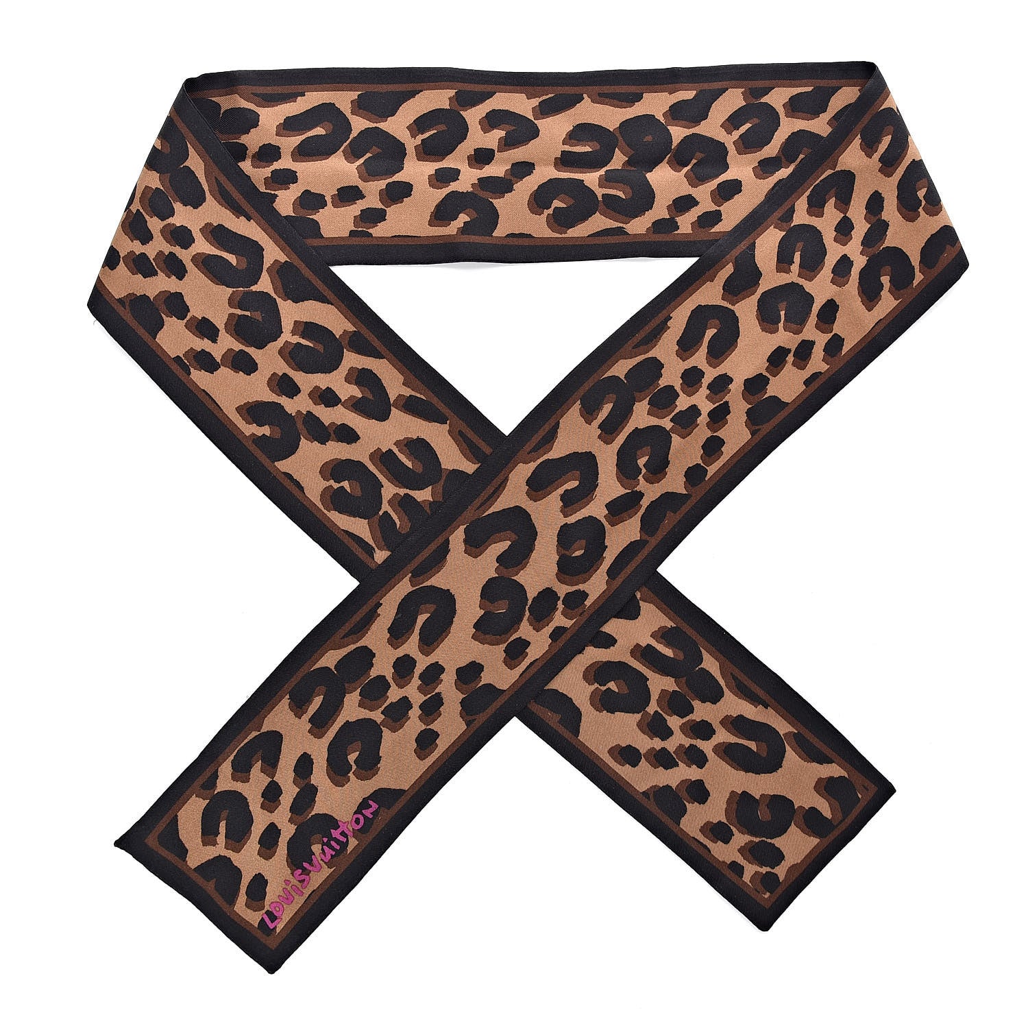Louis Vuitton Silk Leopard Bandeau Scarf Marron 1 of 5