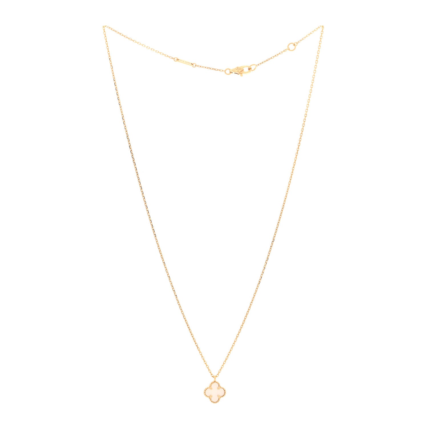 Van Cleef & Arpels 18K Yellow Gold Mother of Pearl Sweet Alhambra Pendant Necklace 3 of 4