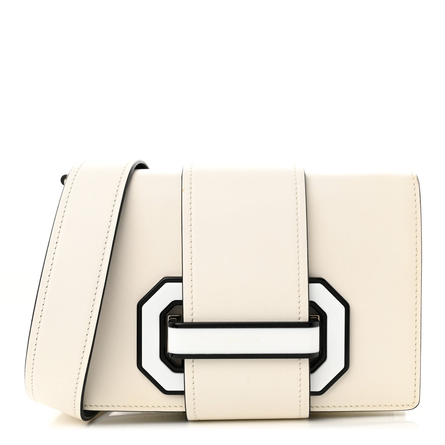 City Calf Plex Ribbon Bag White Black