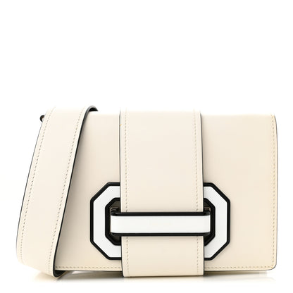 Prada City Calf Plex Ribbon Bag White Black 1 of 12