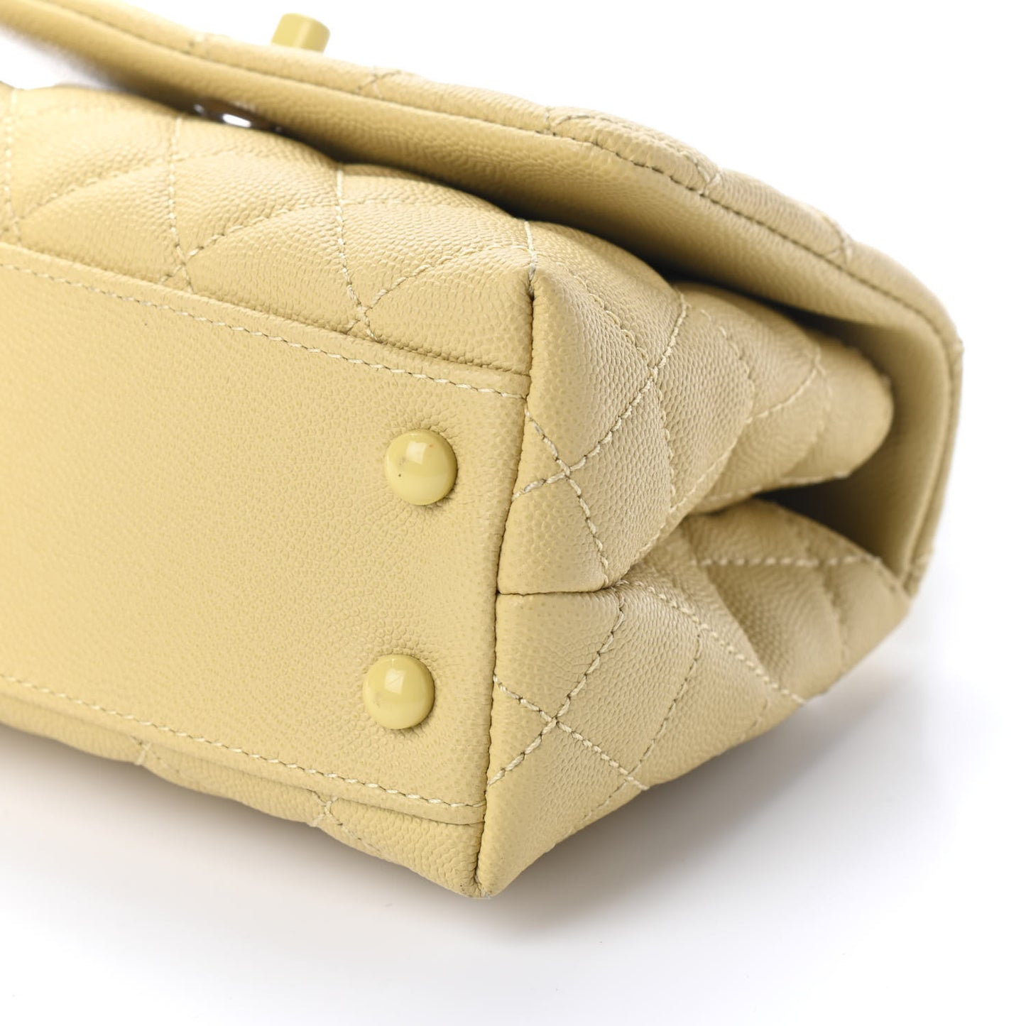 Caviar Quilted Incognito Extra Mini Coco Handle Flap Light Yellow