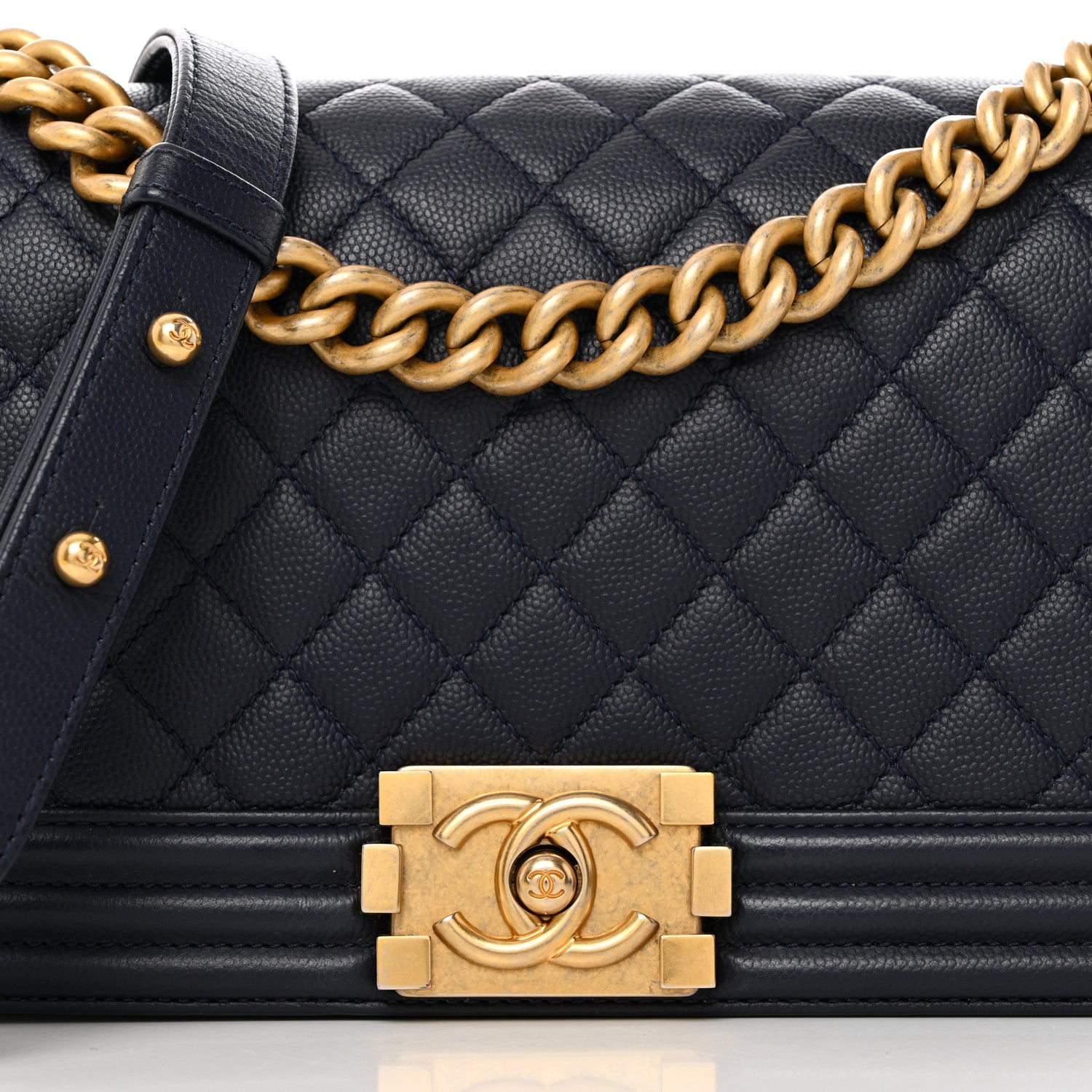Chanel Caviar Quilted Medium Boy Flap Navy 8 of 10