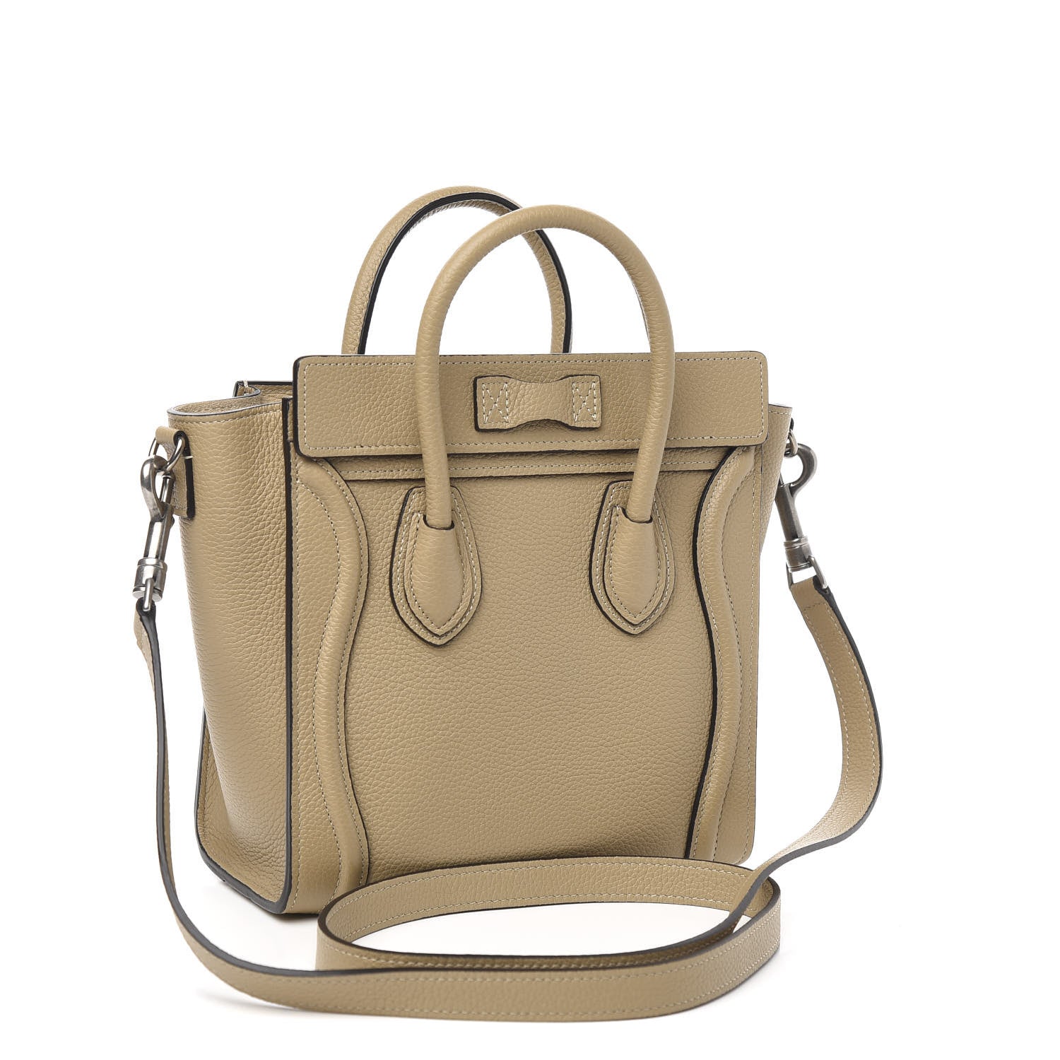 Celine Drummed Calfskin Nano Luggage Dune 4 of 11