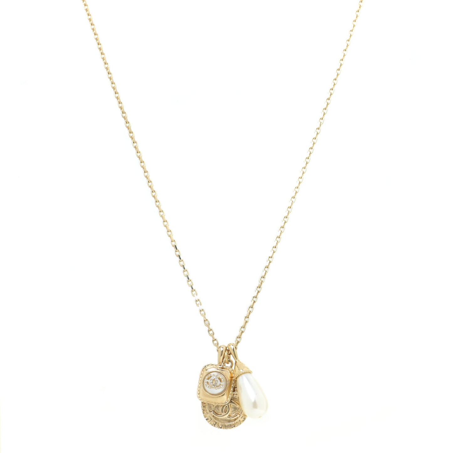 Crystal Pearl Necklace Gold