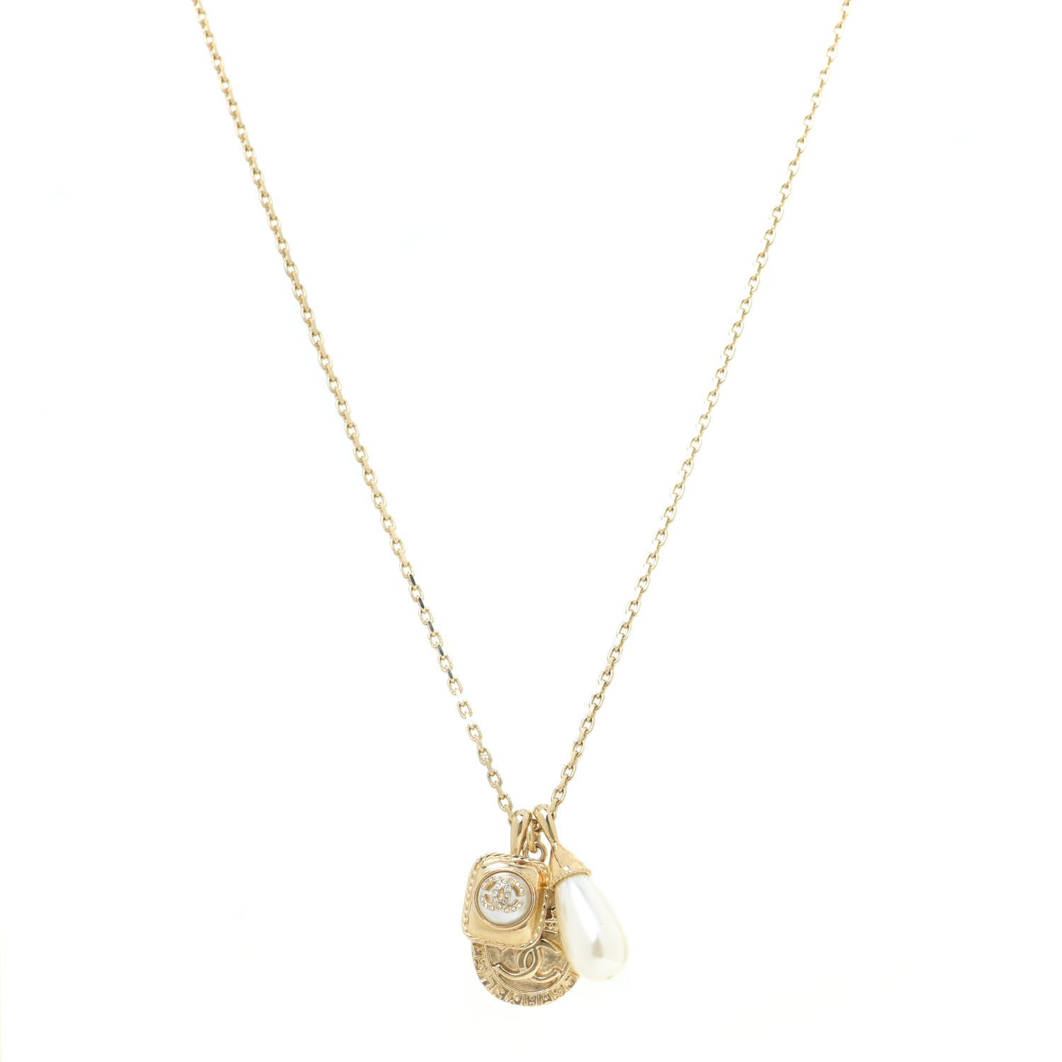Chanel Crystal Pearl Necklace Gold 1 of 6