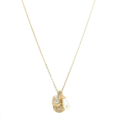Chanel Crystal Pearl Necklace Gold 1 of 6