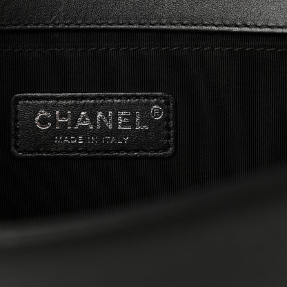 Chanel Calfskin Pleated Medium Boy In Rome Flap Black White 6 of 11
