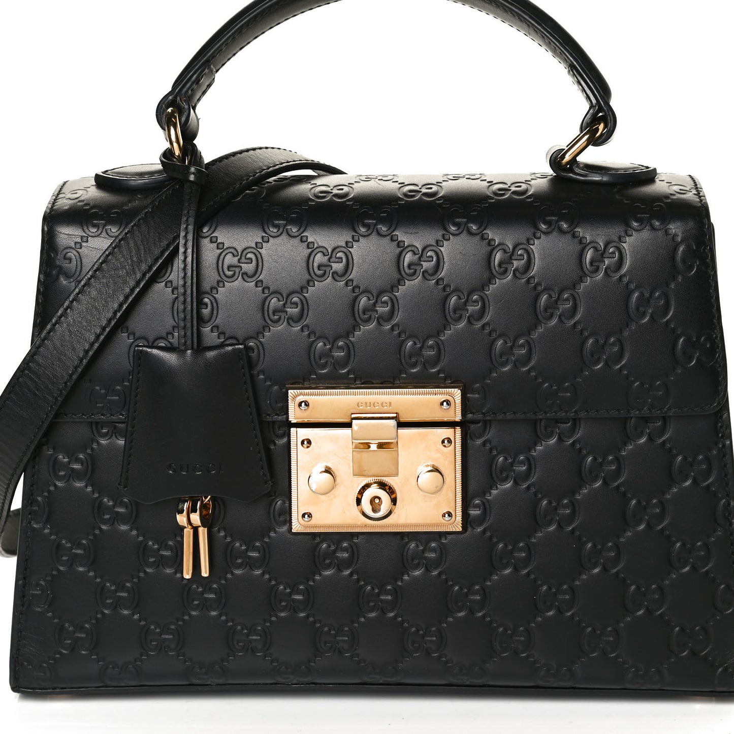 Guccissima Signature Small Padlock Top Handle Bag Black