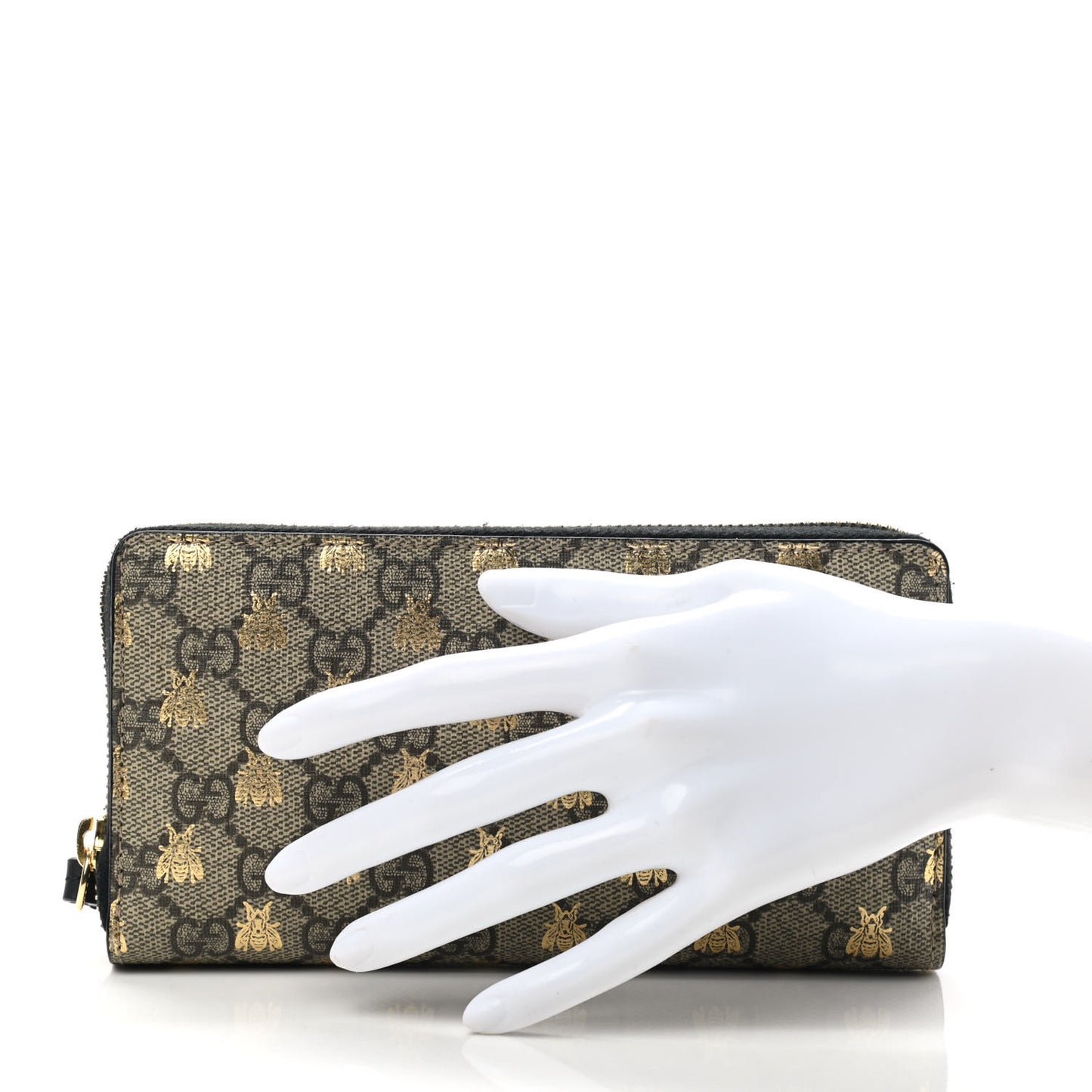GG Supreme Monogram Bees Zip Around Wallet