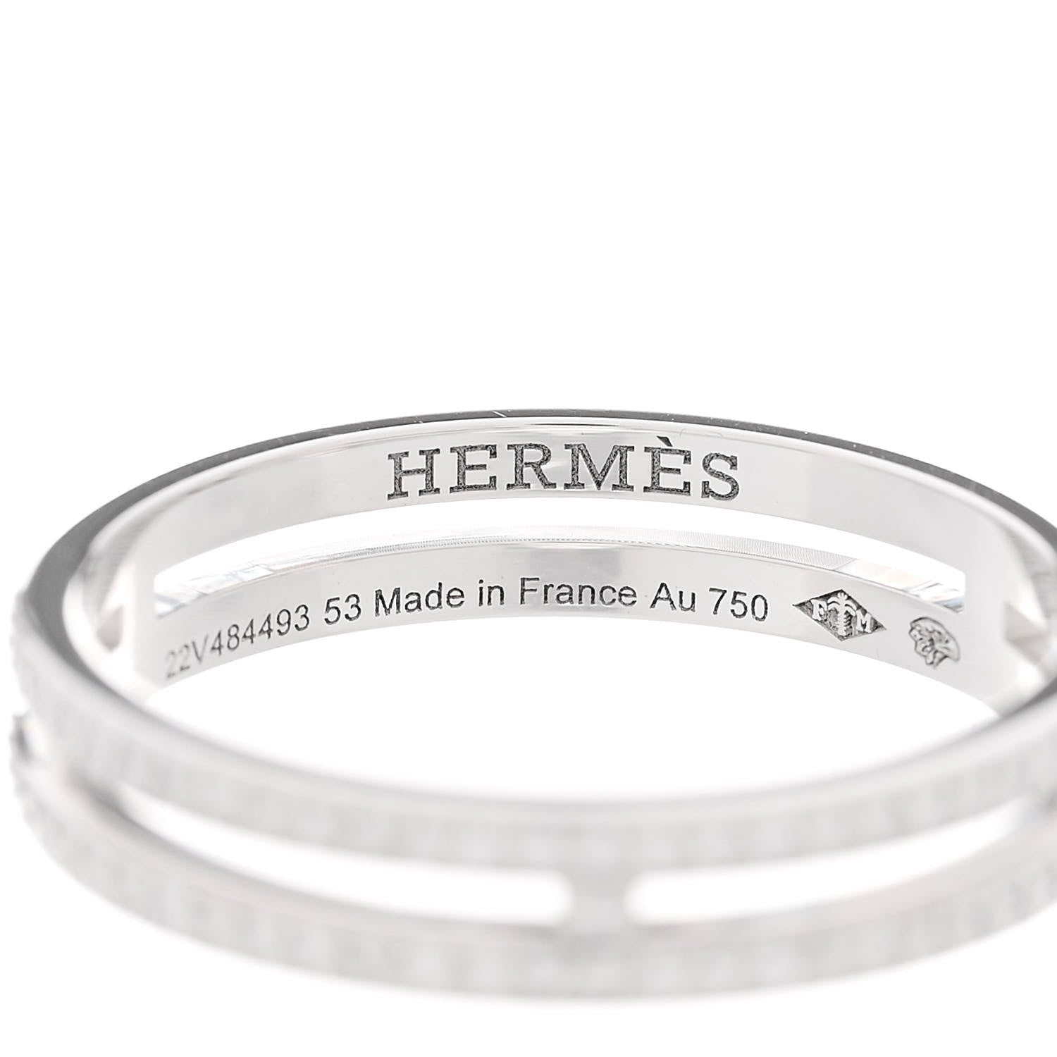 Hermes 18K White Gold Diamond Ariane Wedding Band Ring 53 6.5 4 of 7