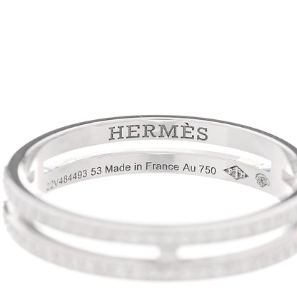 Hermes 18K White Gold Diamond Ariane Wedding Band Ring 53 6.5 4 of 7