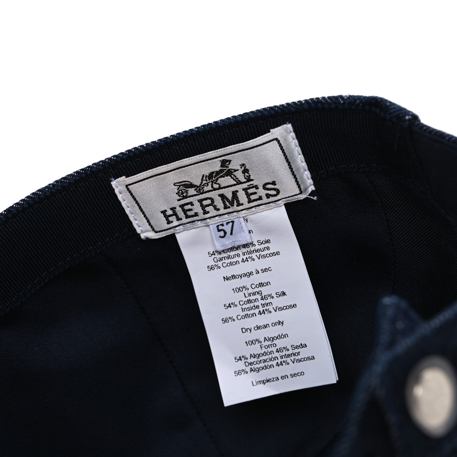 Hermes Denim Embroidered Davis Emile Hat 57 Indigo 1761874