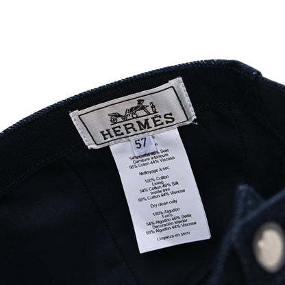 Hermes Denim Embroidered Davis Emile Hat 57 Indigo 8 of 8