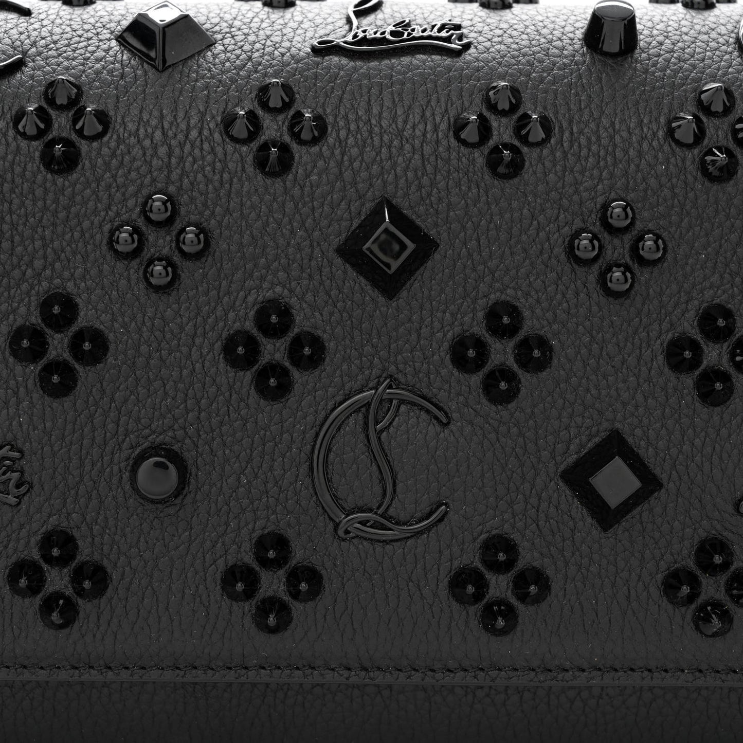 Calfskin Spikes Loubinthesky Paloma Clutch Black