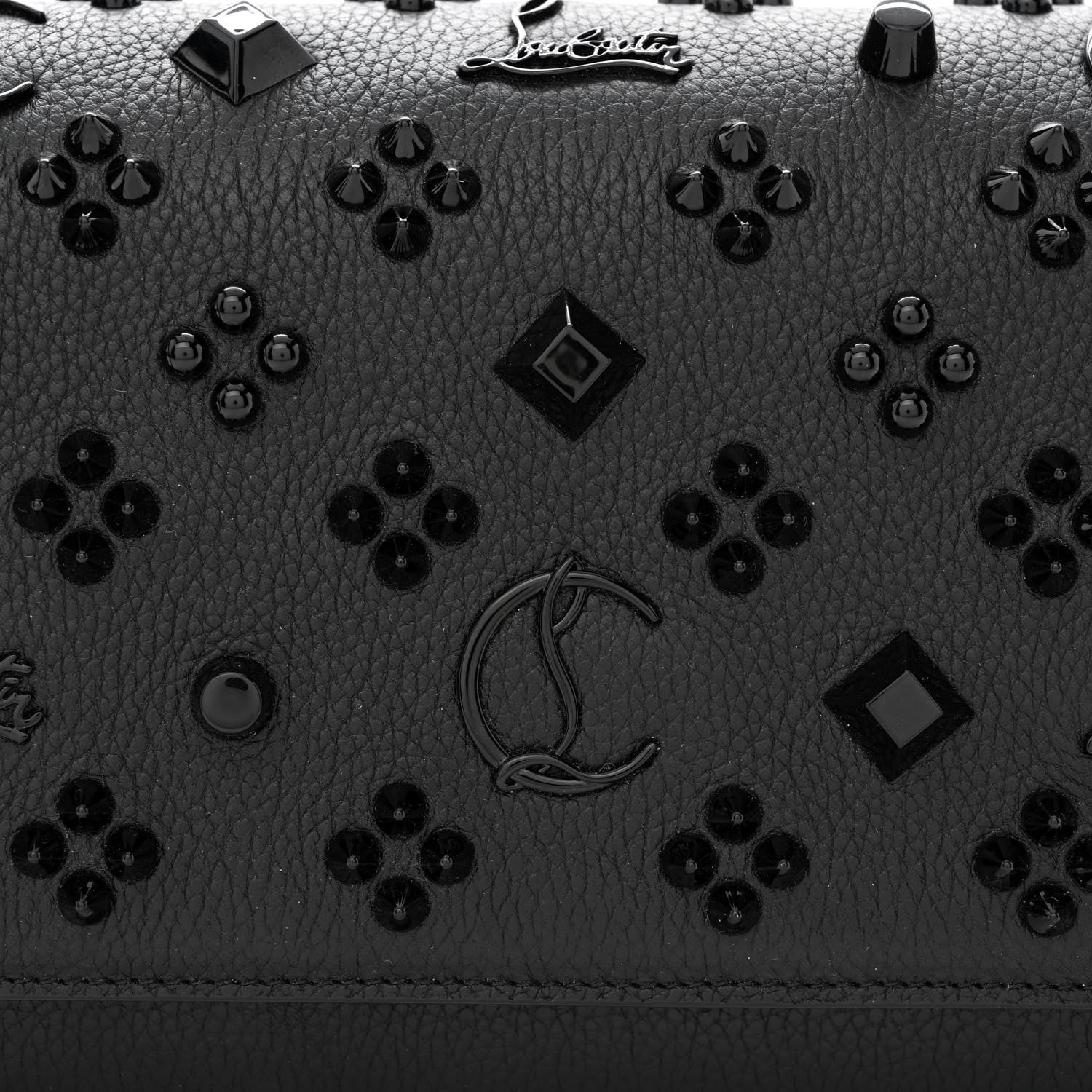 Christian Louboutin Calfskin Spikes Loubinthesky Paloma Clutch Black 8 of 10