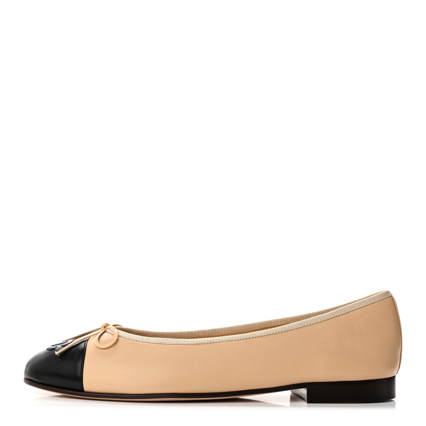 Lambskin Cap Toe CC Ballerina Flats 41 Beige Black