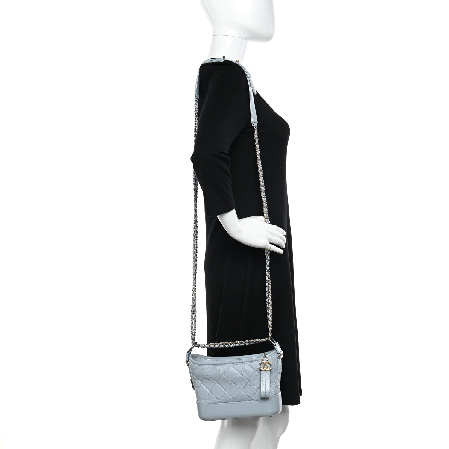 Chanel Aged Calfskin Quilted Small Gabrielle Hobo Light Blue 2 of 10