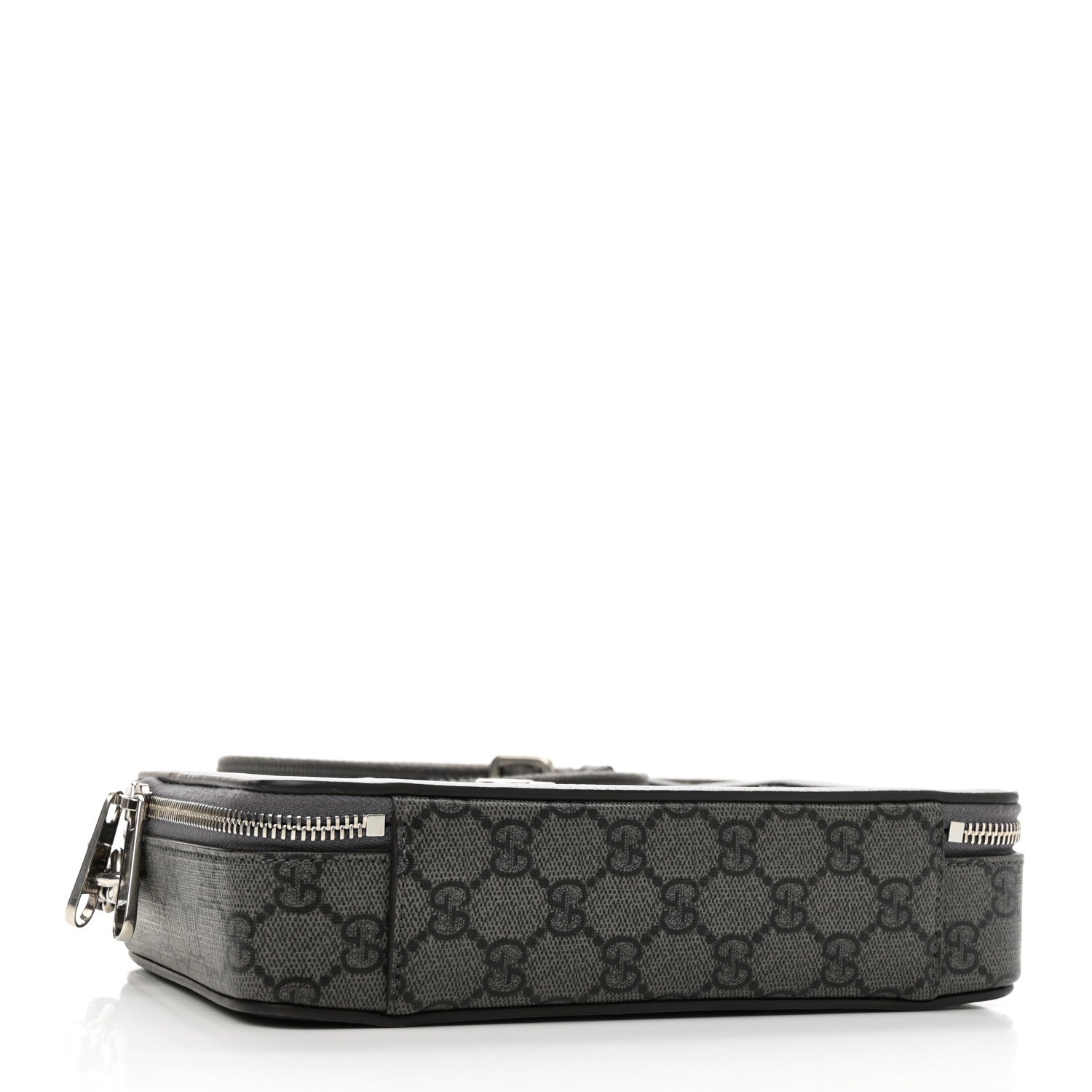 Gucci GG Supreme Monogram Textured Dollar Calfskin Small Ophidia Top Handle Shoulder Grey Black Graphite Grey 4 of 10