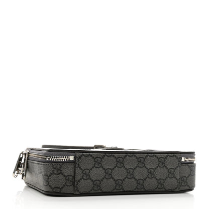 Gucci GG Supreme Monogram Textured Dollar Calfskin Small Ophidia Top Handle Shoulder Grey Black Graphite Grey 4 of 10