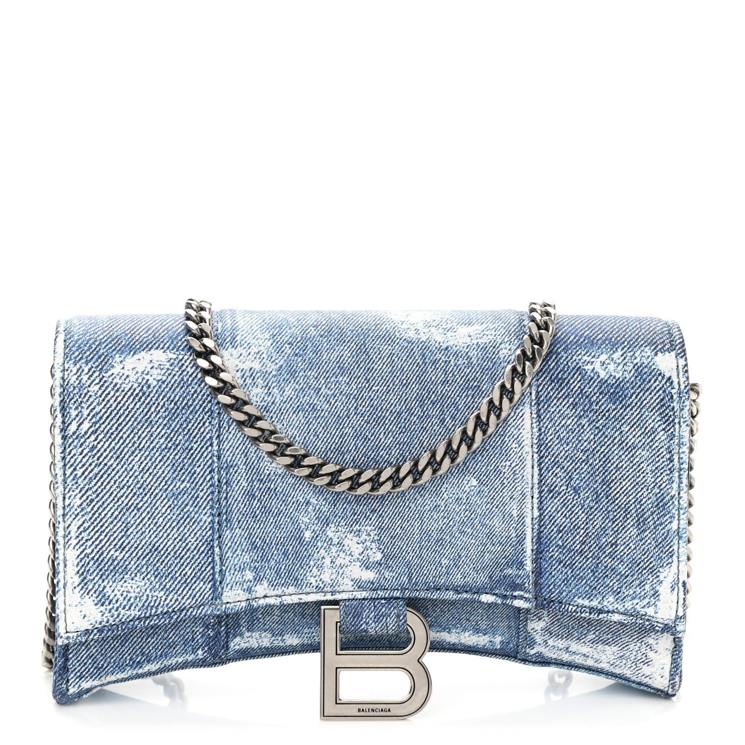 Balenciaga Nappa Denim Printed Hourglass Chain Bag Denim Blue 1 of 9