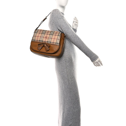 Burberry Haymarket Check Animal Print Medium Maydown Hobo Bag Camel 2 of 10