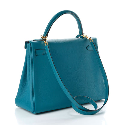 Hermes Togo Kelly Retourne 32 Turquoise 3 of 10