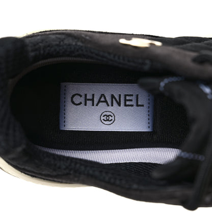 Chanel Mesh Suede Calfskin Quilted Sneakers 37 Black Dark Grey 7 of 9