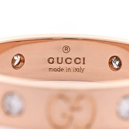 Gucci 18K Rose Gold Diamond Icon Band Ring 54 6.75 4 of 7