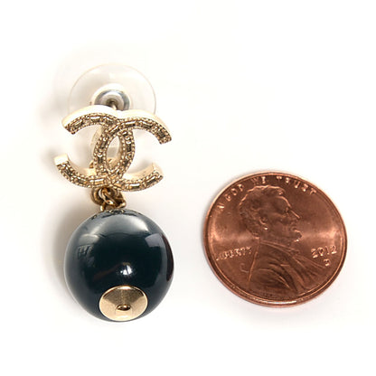 Chanel CC Bead Drop Earrings Dark Green 2 of 4