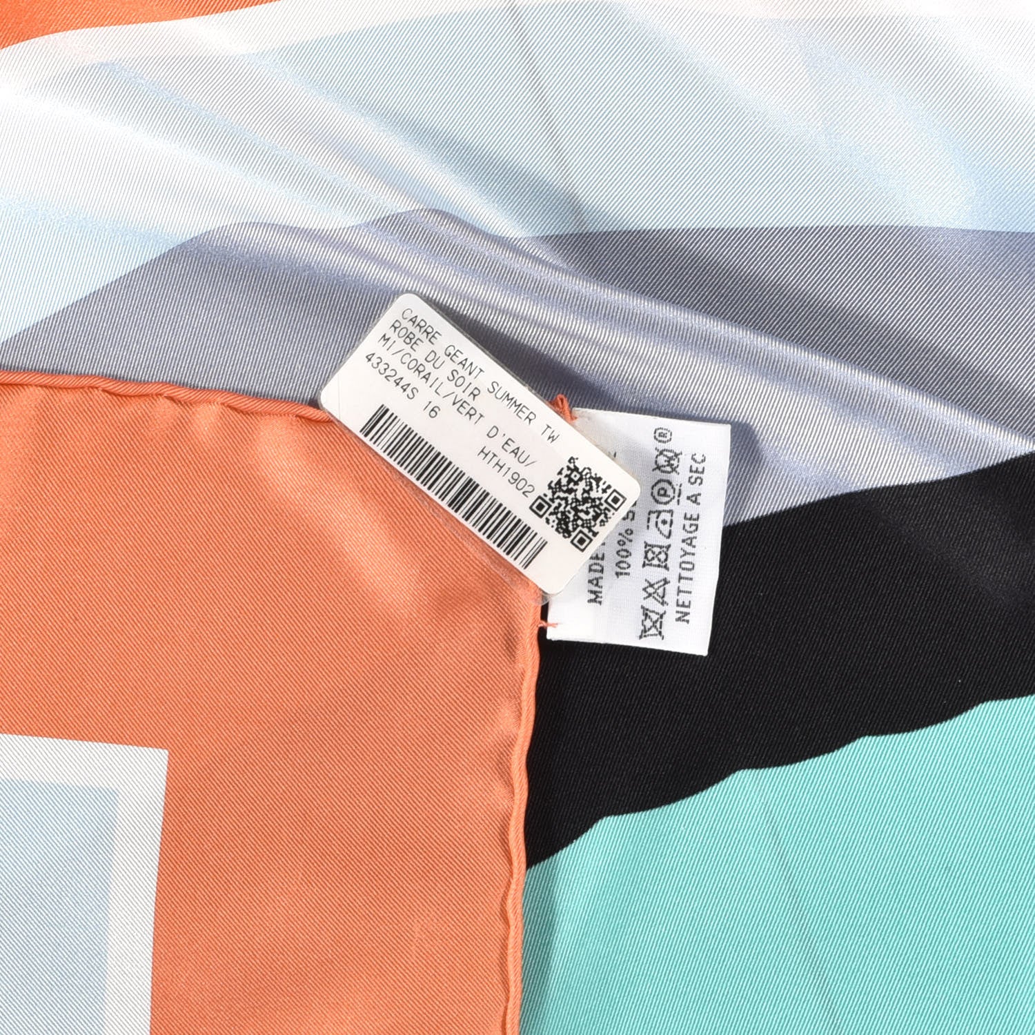 Hermes Silk Robe Du Soir Scarf 140 Corail Vert D’Eau 6 of 6