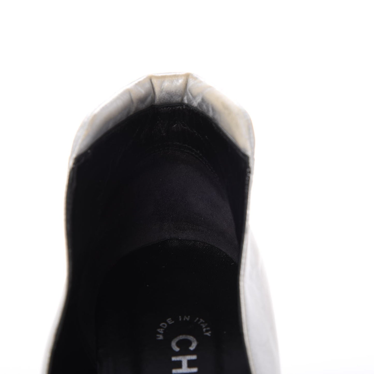 Metallic Lambskin Patent Cap Toe CC Pumps 39.5 Silver Black