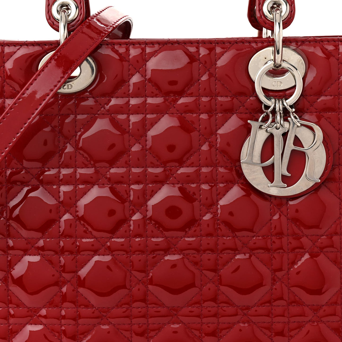 Patent Cannage Large Lady Dior Red