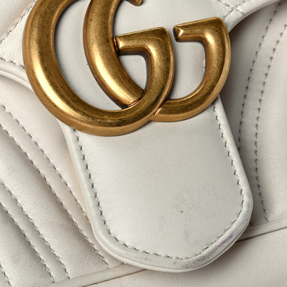 Gucci Calfskin Matelasse Small GG Marmont Shoulder Bag White 6 of 9