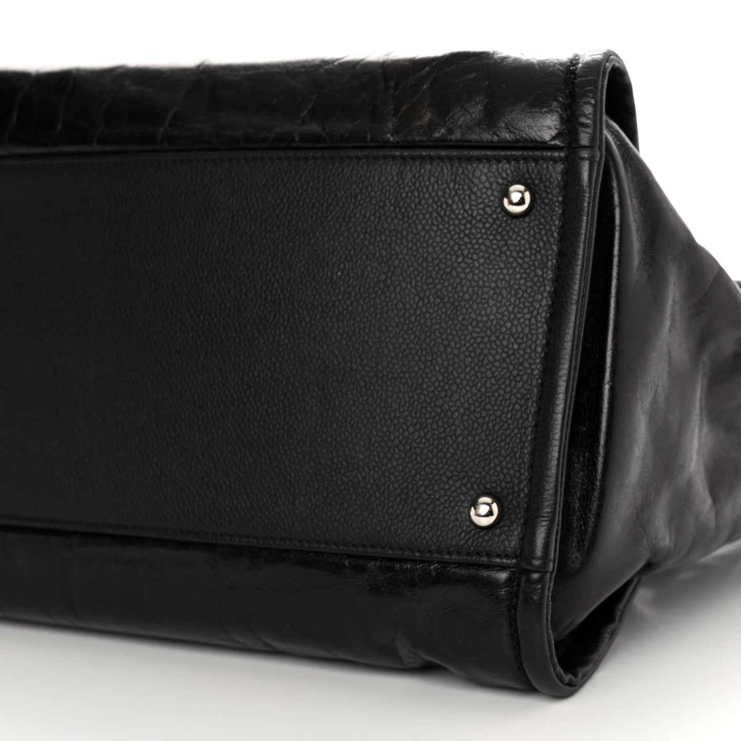 Glazed Calfskin Medium Deauville Tote Black