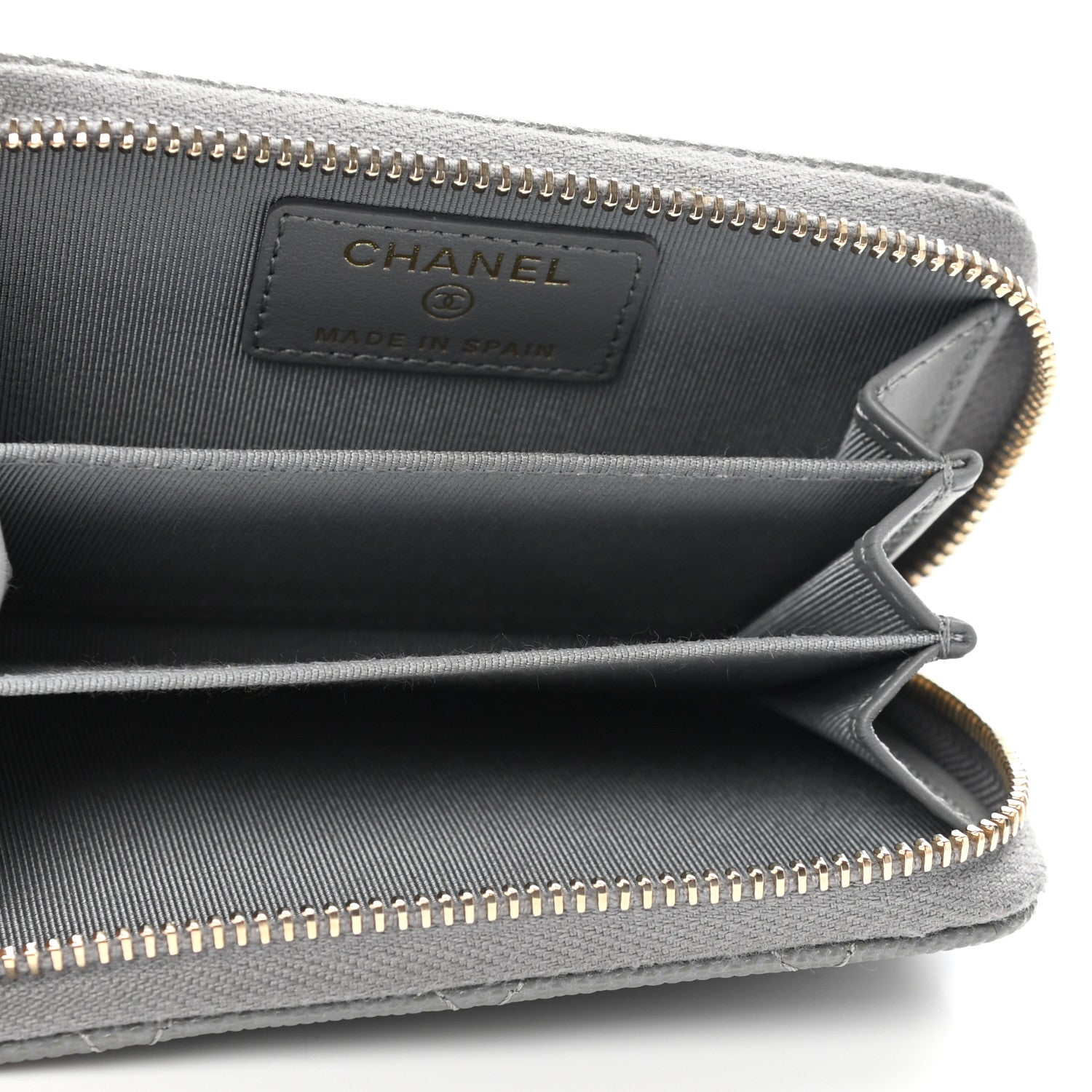 Chanel Caviar Quilted Zip Coin Purse Grey 5 of 9