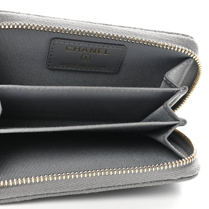 Chanel Caviar Quilted Zip Coin Purse Grey 5 of 9