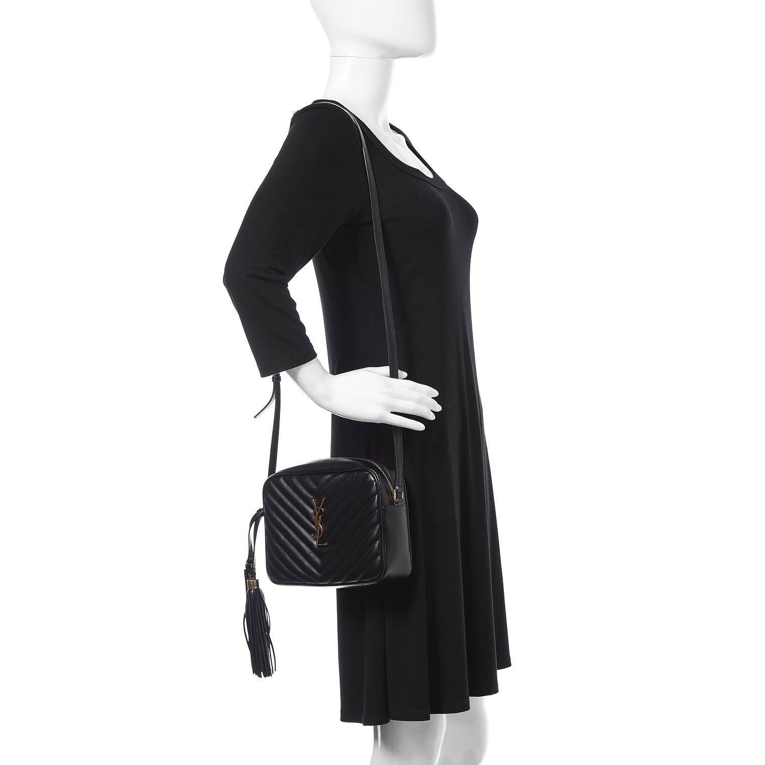 Saint Laurent Calfskin Matelasse Monogram Lou Camera Bag Black 2 of 13